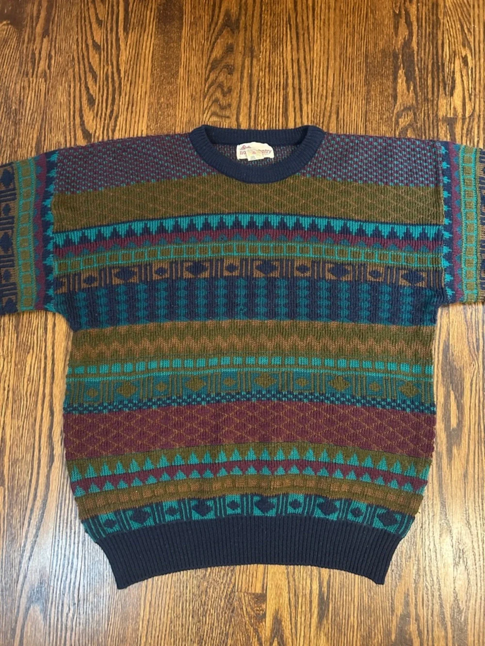 Vintage 90s Vibrant Wool Blend Knit Sweater - Picture 5 of 10